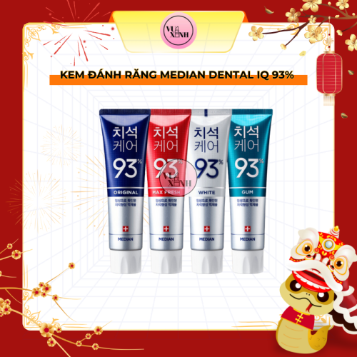 [4 MÀU] Kem Đánh Răng Giúp Trắng Răng, Giảm Ố, Loại Bỏ Mùi Hôi Median Dental IQ 93% Toothpaste 120g
