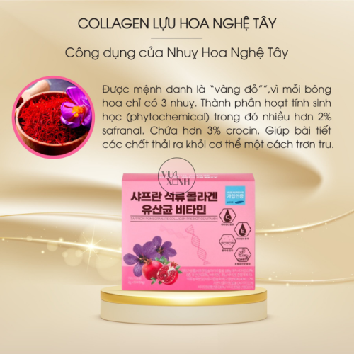 Bột Uống Collagen Và Vitamin Korea Bio Health Saffron Pomegranate Collagen Prebiotics Vitamin
