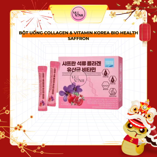 Bột Uống Collagen Và Vitamin Korea Bio Health Saffron Pomegranate Collagen Prebiotics Vitamin