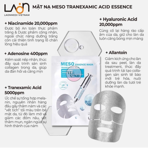 Hộp Mặt Nạ Bạc Làm Trắng Dưỡng Ẩm Laon Fresh Meso Essence Mask Tranexamic Acid Whitening Hydrating